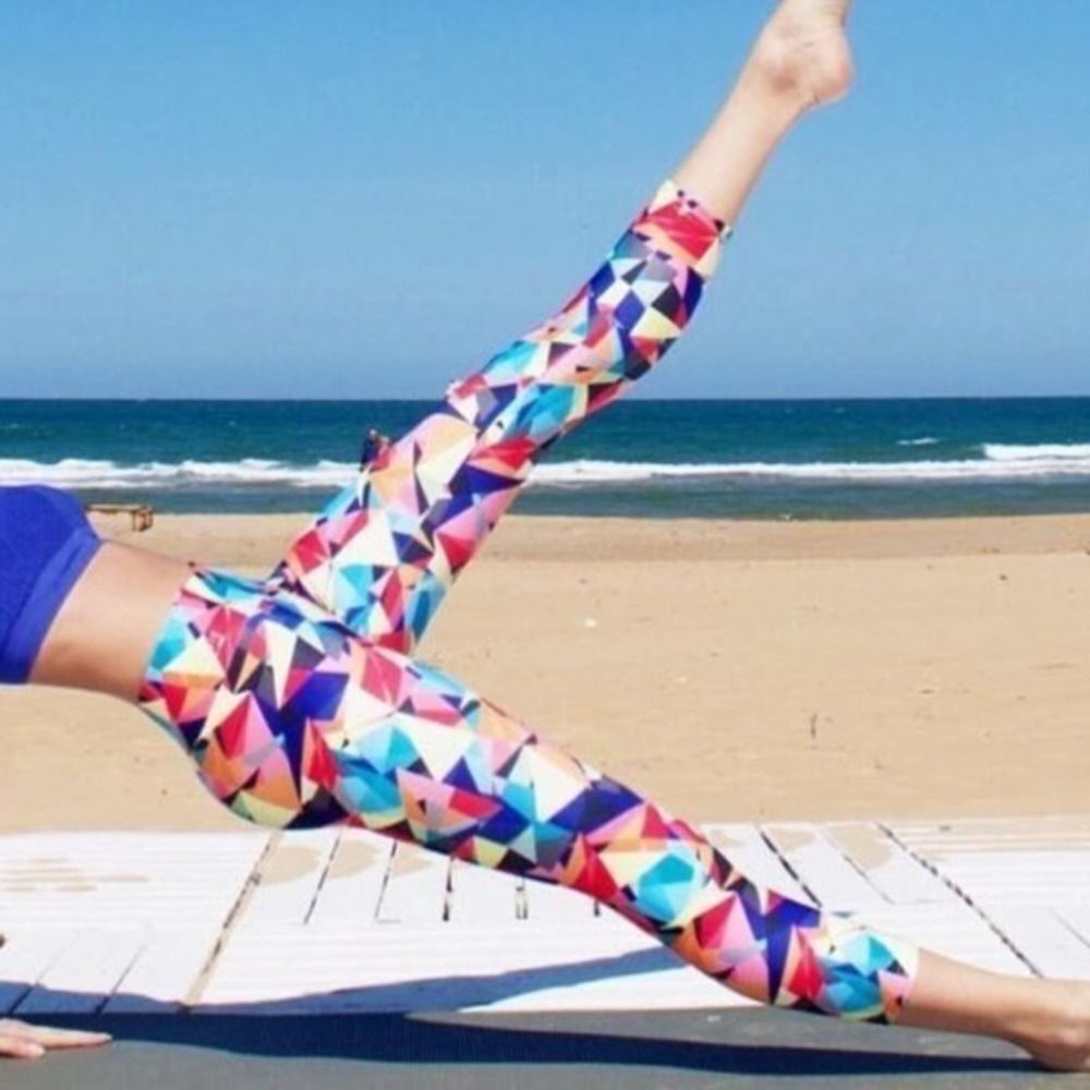 Jeggie forward geometric tile mosaic colorful luxe athletic leggings size small